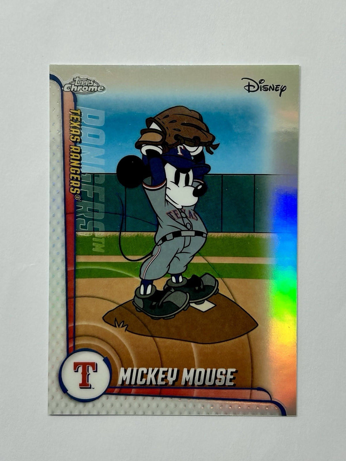 2025 Topps Chrome Update Disney Mickey Mouse MLB SSP Refractor Rangers Case Hit