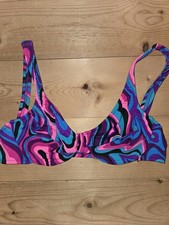 Vtg Venus Swimwear Bikini Top Multicolor Swirl Size C