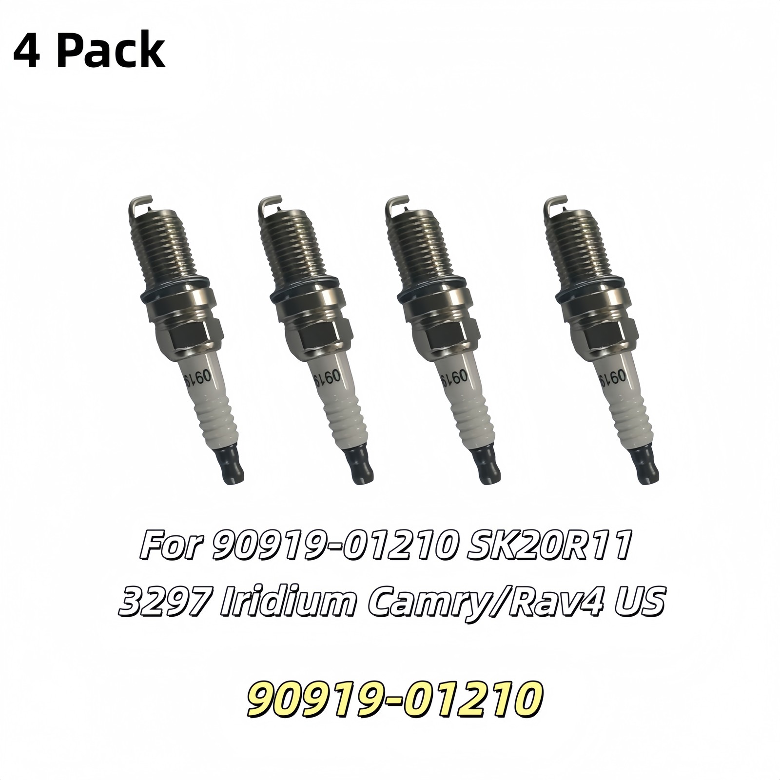 4 Pack for 90919-01210 DENSO SK20R11 3297 Spark Plugs Iridium Camry/Rav4
