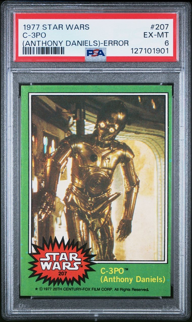 1977 Topps Star Wars #207 C-3PO (Anthony Daniels) Error PSA 6 EX-MT Golden Rod