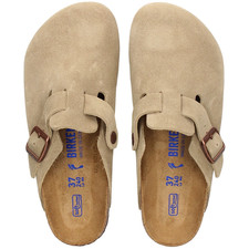 Birkenstock Boston Taupe Suede Leather Soft Footbed Clogs Unisex Shoes New/Box