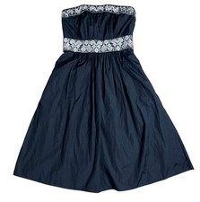 Banana Republic Black Dress Size 6 Strapless Cotton Embroidered Lace Detail