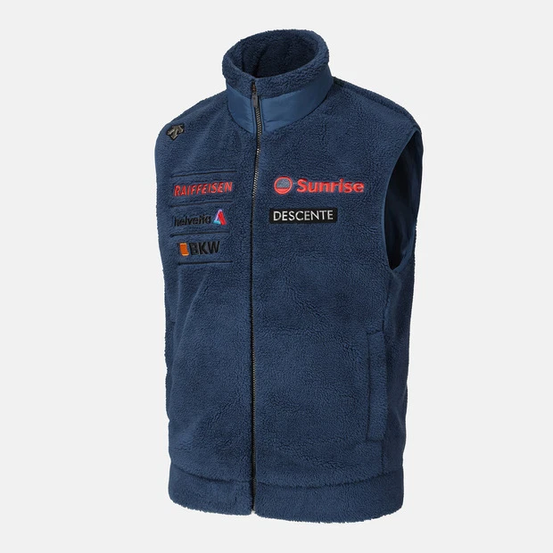 DESCENTE SWISS SKI Sherpa Fleece Vest NAVY ASIAN FIT - Image 2 of 4
