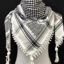 Keffiyeh Original Made In Palestine black on White Hatta Arab Scarf Kufiya