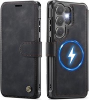HandyhüLle Leder KlapphüLle FüR Galaxy S25 Ultra Magsafe Rfid Schutz