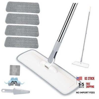 Microfiber Mop for Cleaning Floors,55 Inch Extendable Grey+White（4PCS Cloth）