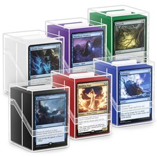 6 Pack Card Deck Boxes, Clear Commander Deck Case with 600Pcs Card Sleeves an...