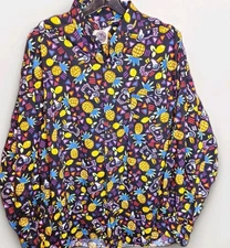 Saks Fifth Avenue Colorful Tropical Pineapple Animal Print Long Sleeve Women XL