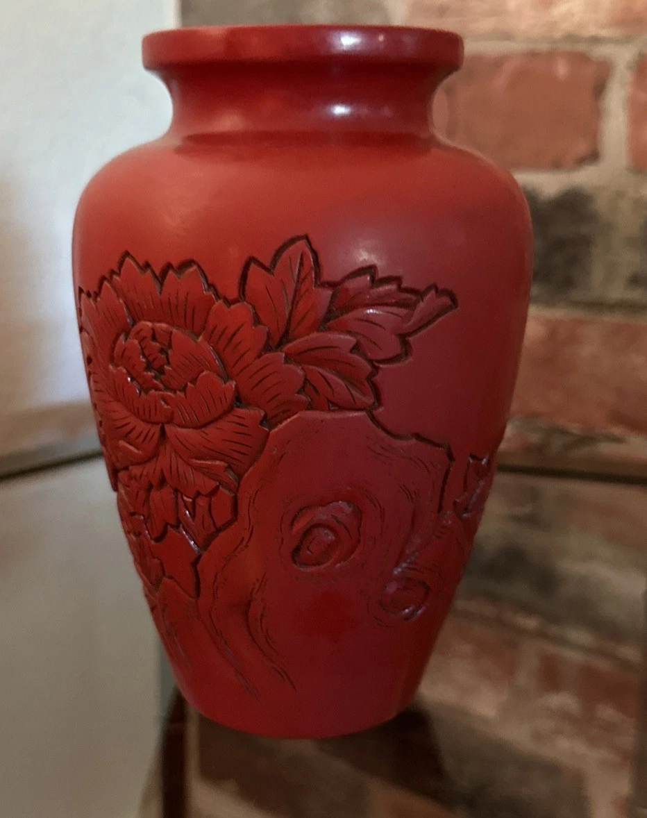 红色木制日本古董花瓶| eBay