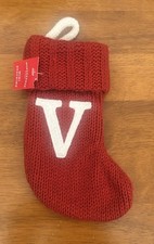 Target Wondershop Monogram Mini Christmas Stocking Initial Letter V Red Knit 8  