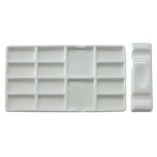 14-Well Ceramic Paint Palette, Porcelain Watercolor Painting Palette, Porcela...