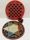 VINTAGE Metal Tin Ohio Art Chinese Checkers Game Red Dragons w/Marbles *READ*