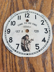 Early Original Fisk Tire Telechron Clock Face, Time To Re-Tire