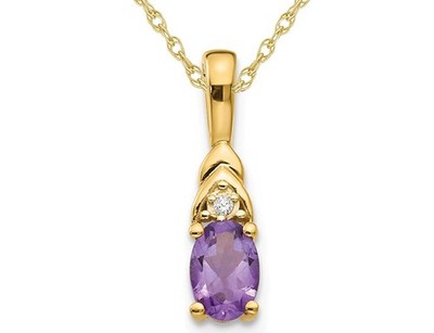 Halskette mit Amethyst-Anhänger 2/5 Karat (ktw) 14 Karat Gelbgold