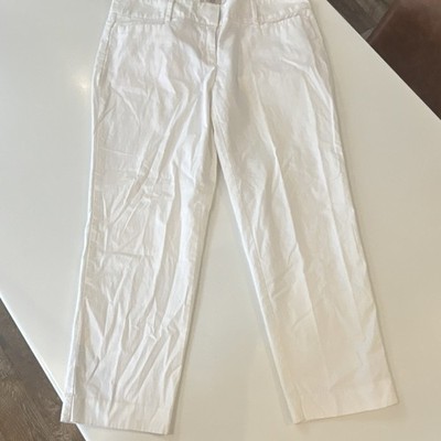 Classic summer LOFT Women's White Ankle Pants Flat Front Straight Leg casual