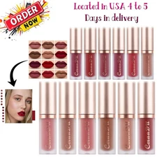 evpct 1Pcs Dark Sexy Red Matte Liquid Lipstick Lip Gloss Glossy Set for Black...