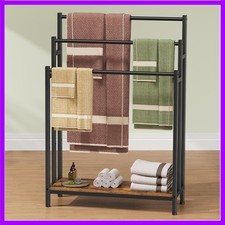 46" Extra Large Freestanding Towel Rack Stand for Bathroom, 3 Tier Blanket La...