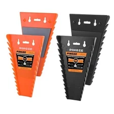 Magnetic Wrench Organizer, 48-Slot Wrench Rack Tool Trays, 4-Pack Red/Black