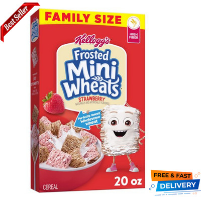 Kellogg's Frosted Mini-Wheats Breakfast Cereal, Kids Cereal, Strawberry, 20oz Bo