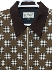 Bogey Boys Bomber Jacket Brown Checkered Print L Full Zip NWT Macklemore Golf