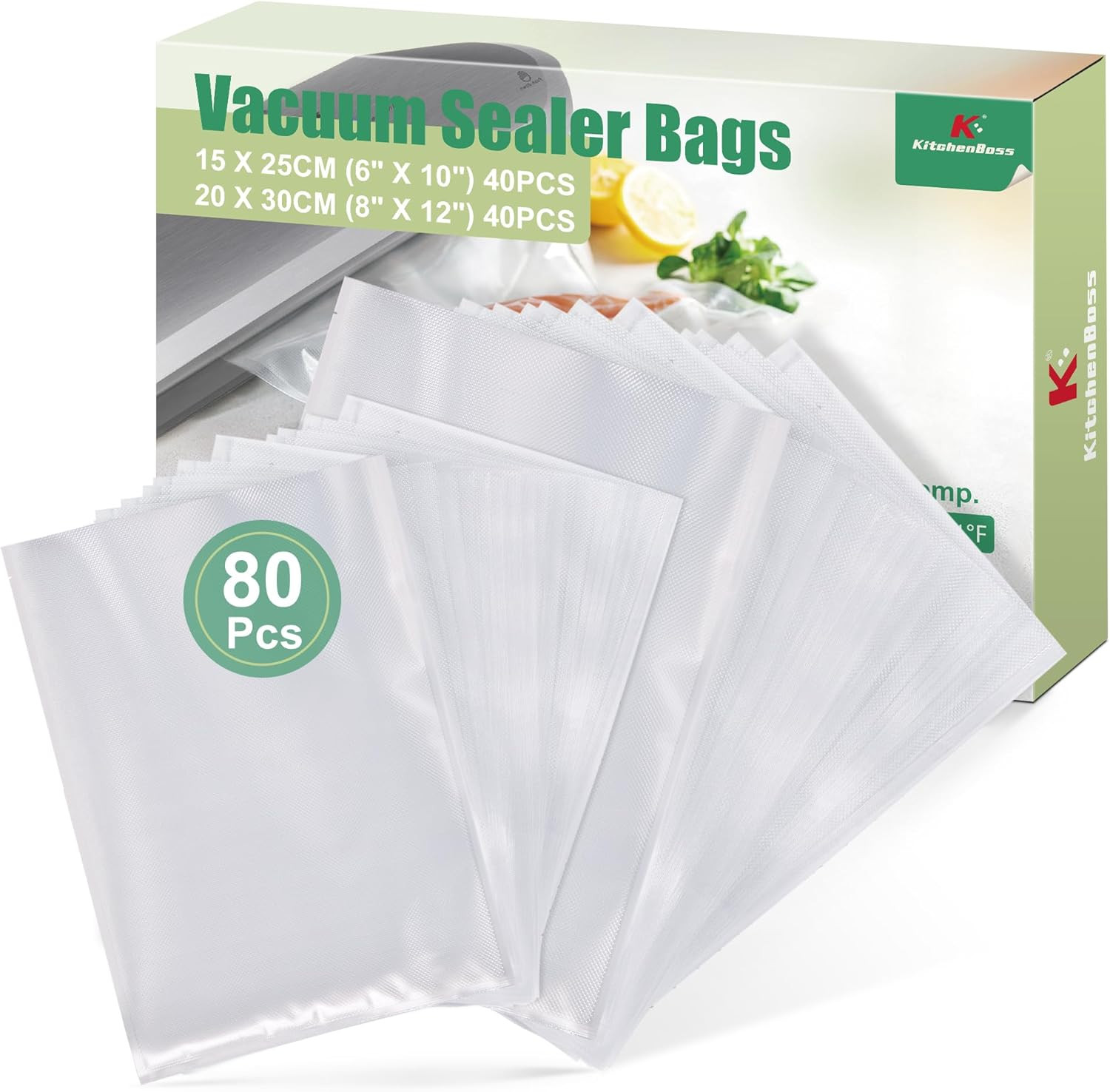 80 Sacchetti Sottovuoto per Alimenti Professionali 15x25 e 20x30