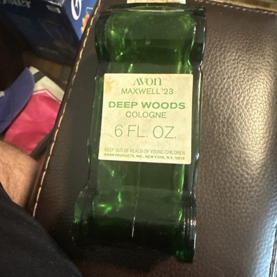 AVON Green Glass Car Maxwell '23 Deep Woods Cologne Bottle Vintage Empty