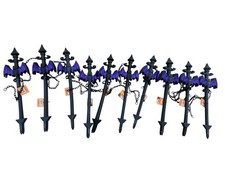 Lot Of 10 Halloween Yard Stakes 12  Tall Purple Bats With Chains Pathway Markers