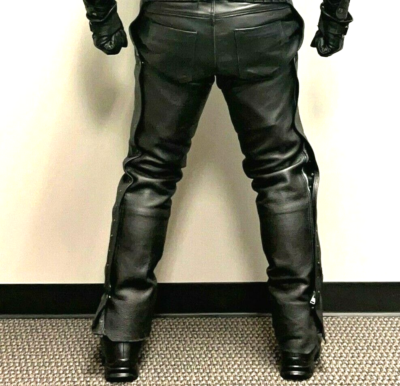US Chap and Saddlebag Black Leather Chaps Ss L - USA Made One