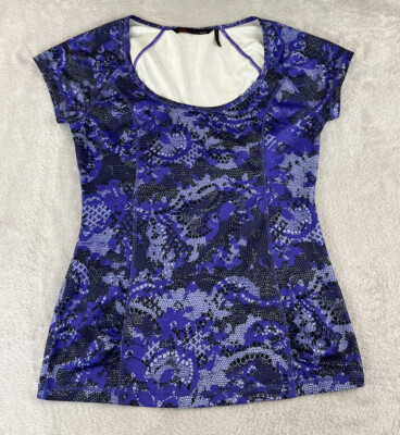 Sofia Vergara active womens short sleeve purple tshirt size small