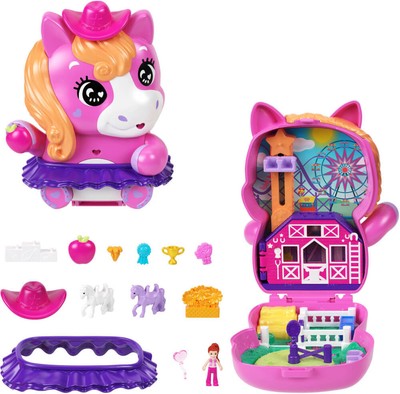 Polly Pocket Pony-Rodeo, Spielset mit 1 kleinen Puppe und Pferdchen, Spielzeug f