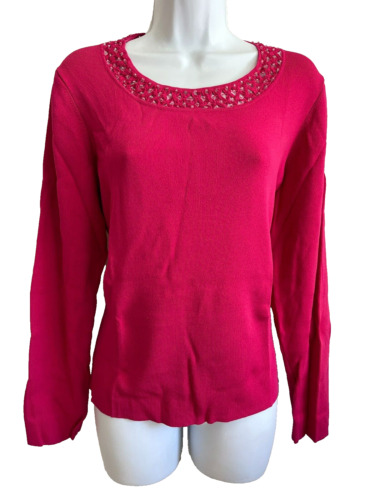 Laura Ashley Size XL Pink Long Sleeve Sweater - image 1