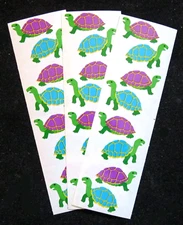 Mrs Grossman Three Vintage Sheets 2 x 6 inch 'Turtles' Stickers (c-1990)