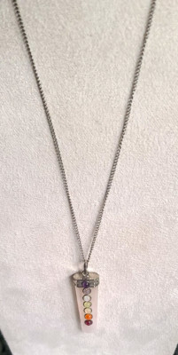 Vintage Kristall Heilung Rosenquarz Halskette 7 Chakra Edelsteine 0,925 Halskette Reiki