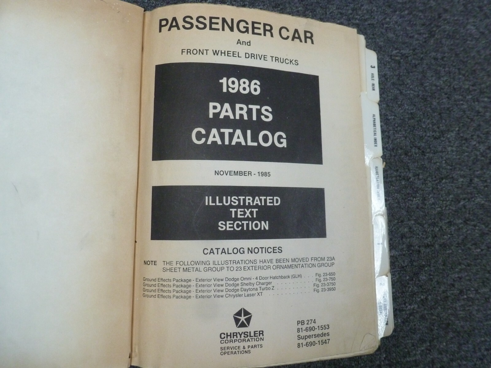 1986 Dodge Mini Ram Cargo Van Parts Catalog Manual Royal 2.2L 2.6L eBay