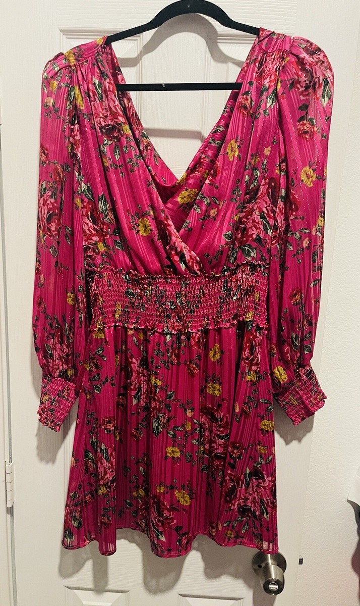 wayf pink floral dress Wayf Agatha Floral Tiered Ruffle Midi Dress In Red Mni Roses - 75% Off