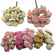 1/4"or1cm MINI Open Rose Paper Flower Crafts Wedding Card Scrapbook Pink White