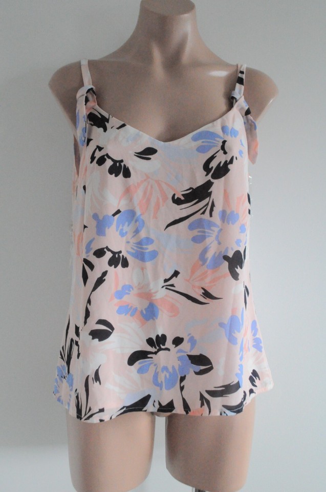 Jeanswest Top Blouse Womens 10 Pink blue Floral Sleeveless Camisole