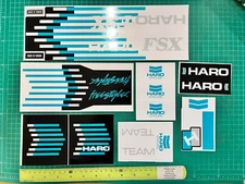 Haro FSX bmx sticker decals black and white with teal strip