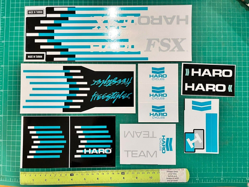 Adesivo bmx Haro FSX decalcomanie nero bianco e striscia argento Adesivo bmx Haro FSX decalcomanie nero bianco e striscia argento