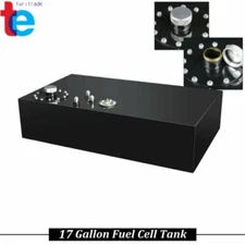 Black 17 Gallon/64L Fuel Cell Gas Tank w/ Cap & Level Sender Street Rod Aluminum