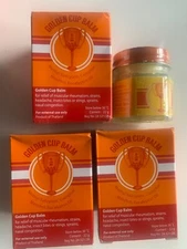Golden Cup Balm Thai Ointment Herbal , massage balm - 22g - 3 Jars Set