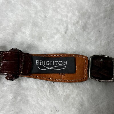 Vintage 1996 Brighton Brown Embossed Leather Belt Sz S  display picture 1