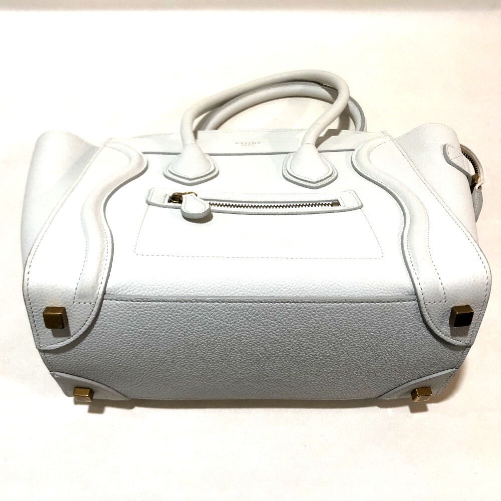 CELINE Tote bag Micro Shopper Luggage Hand bag OffWhite x Sky Blue image 7
