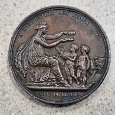Switzerland Ville De Geneve Bronze Medallion A L'industrie, Aux Beaux Arts RARE