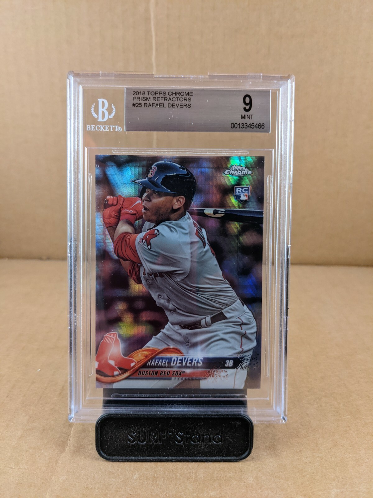 2018 Topps Chrome Prism Refractor RC, Rafael Devers, BGS 9