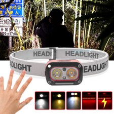 Super Bright COB LED Headlamp Headlight Motion Sensor Head Torch Camping Light