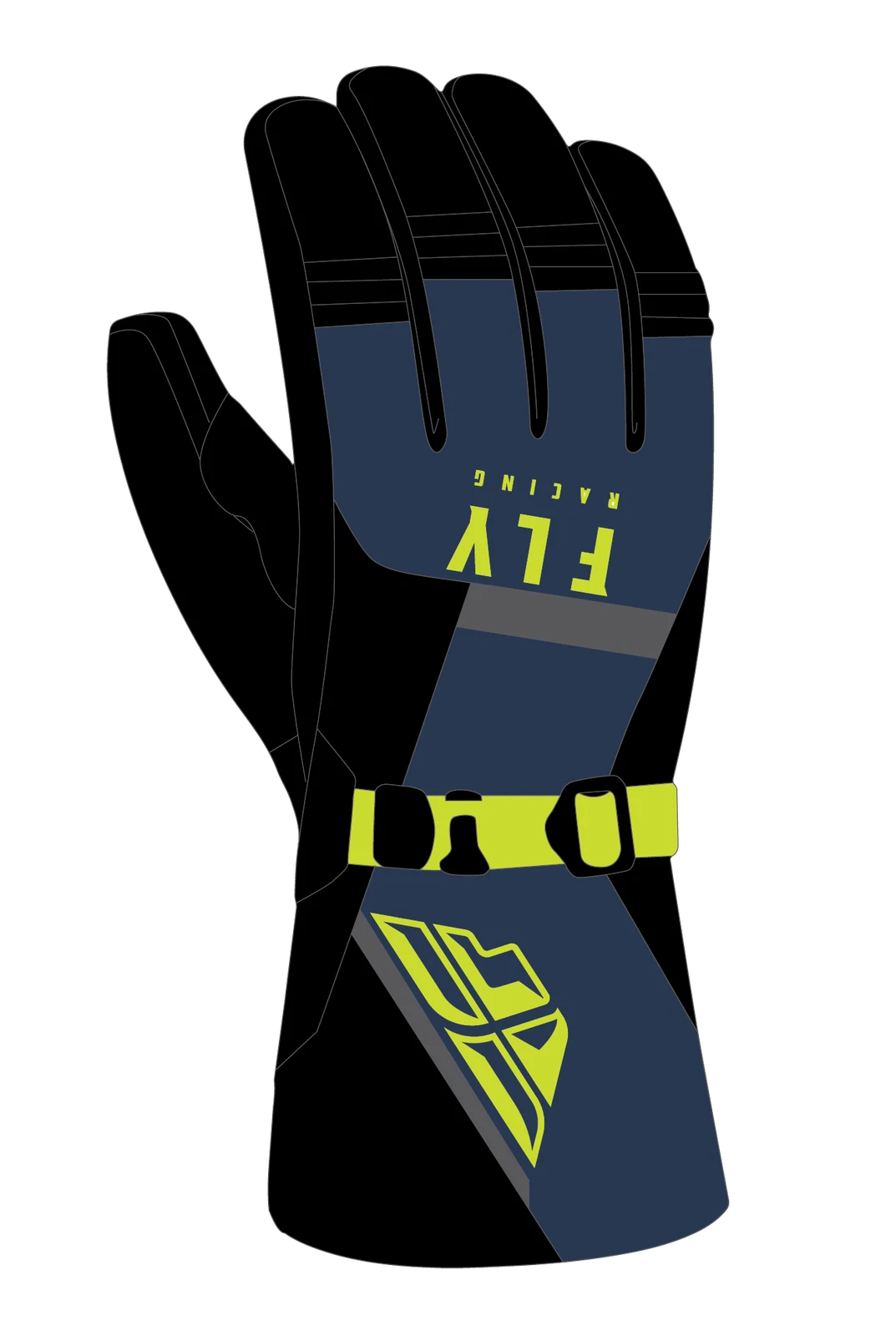 Fly Racing Mens Snow Cascade Gloves Black/Blue/Hi Viz XL