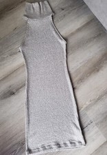 Topshop size S (US4) Women beige sleeveless knit bodycon cowl neck sweater dress