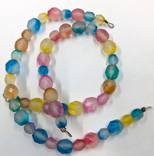 Vintage Faceted Glass Loose Beads Clear Pastel Varied Sizes Mixed 21g BB9-80