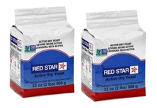 2 Pack Red Star Active Dry Yeast Non GMO 32oz /ea,   Exp 03/2027